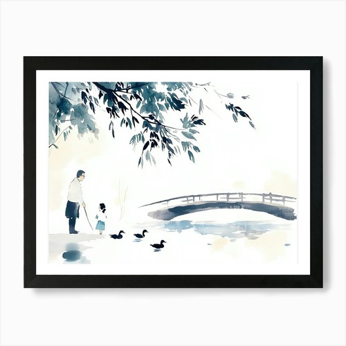 Bridge over pond art - a, print