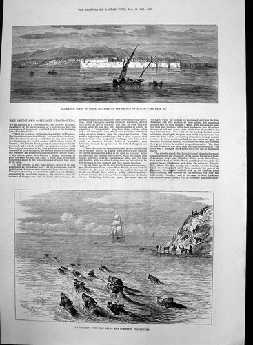 Original old antique print - old,