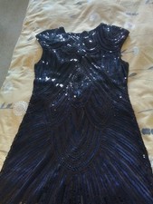 Black Sequined Fringed Dress