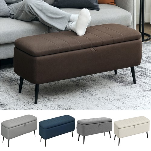 Storage ottoman linen fabric - ottoman,