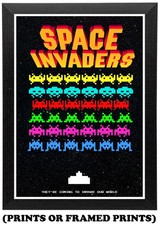 Space Invaders Arcade Retro Game (A5 A4 A3 Picture Print / Framed Poster) #257