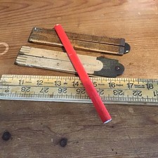 Vintage Rabone Chesterman 1162  Folding Wooden Ruler brass hinges + 2 more.