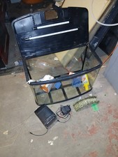 Glass Aquarium Fish Tank Starter Kit  Fish Net, Led Light  Air Pump Filter 