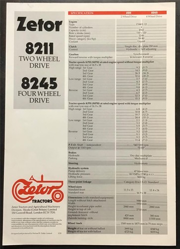 Zetor 8211 2wd - 8245, 4wd