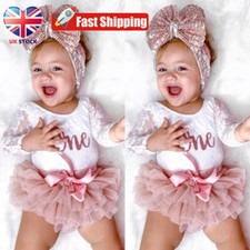 Baby Girls Personalised First 1st Birthday Outfit Cake Smash Set Tutu Skirt UK