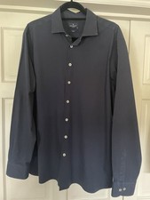 Hackett Men's Navy Blue  Shirt XXL Slim Fit Long Sleeve - Excellent Condition