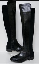 CLARKS CADDY BELLE LADIES BLACK PATENT LEATHER/STRETCH TEXTILE BOOTS UK Size 3 D