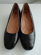 Pavers 5 (38) Black Patent Heels Ladies Smart Occasion Animal Print Block Heels