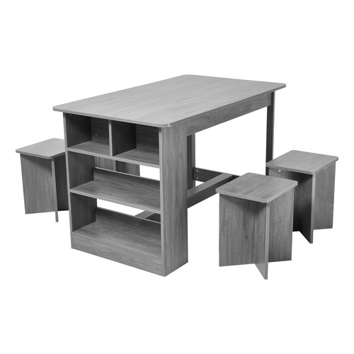 Grey wood grain dining table - wood,
