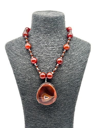 Carnelian agate pendant - agate,