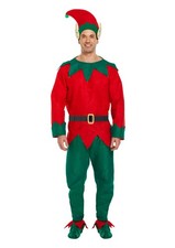 ADULT MENS ELF COSTUME CHRISTMAS MALE FANCY DRESS SANTA HELPER OUTFIT