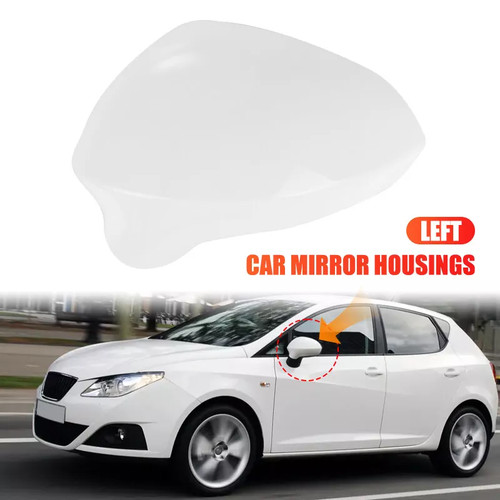 Left white rearview wing - left,