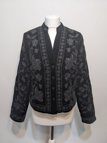 Zara black velvet embroidered - black,