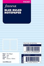 Filofax Pocket Size Blue Ruled Note Paper Refill Insert 213001