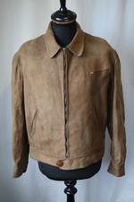 Vtg 70's Tan suede western collar ranch wear trucker jacket size M mod revival