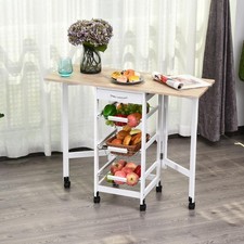 Drop-Leaf Kitchen Trolley w/ 3