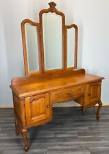 Vintage Dressing Table with mirror French Oak Louis Vanity Table Makeup LOT 3563