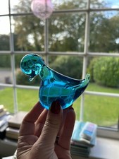 Vintage 1960s Blue Glass Bird