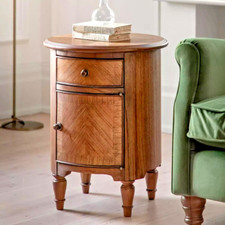 Drum Side Table Brown Wood