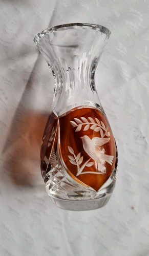 Lovely cut glass vase - glass, etched