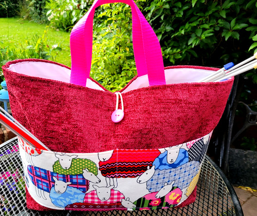 Large red knitting - red, bag,sheep