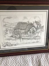Vintage Pencil Sketch Print Framed Picture By Glenda Rae