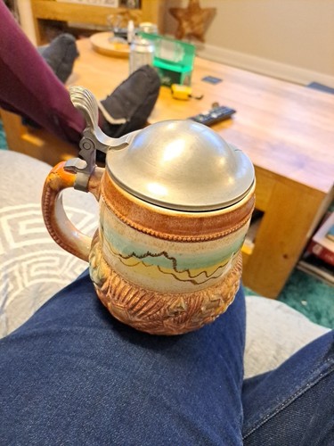 Ceramic beer stein with - , a