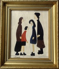 ORIGINAL PAINTING AFTER L.S. LOWRY  "FIGURES ON THE STREET"