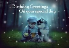 SIBERIAN HUSKY PUPPY & CHILD