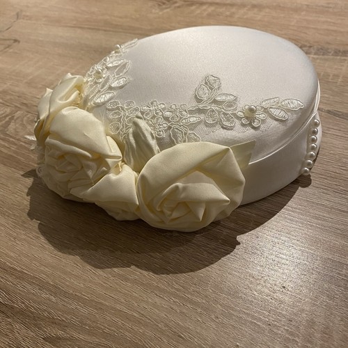 Ivory satin floral fascinator - satin,