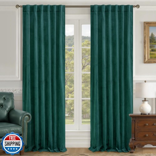 Lamit teal velvet curtains - teal,