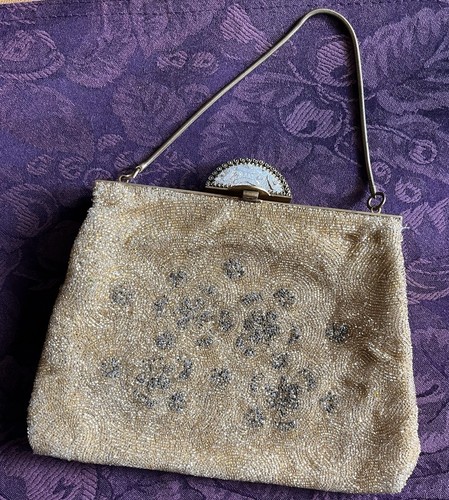 Vintage beaded bag 1950s gold - vintage,