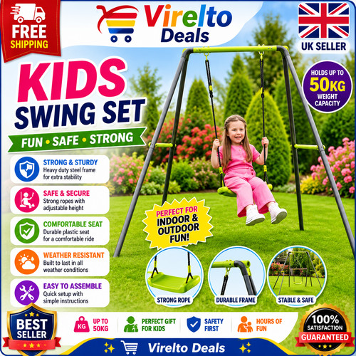 Single seat metal swing set - single,