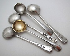 Antique Vintage Small Solid Sterling Silver Salt Mustard Pot Condiment Dip Spoon