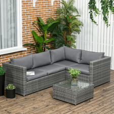 Grey 3 Piece Rattan Corner