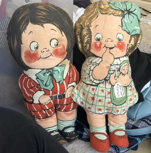 Dean rag dolls 1920 pair - rag,