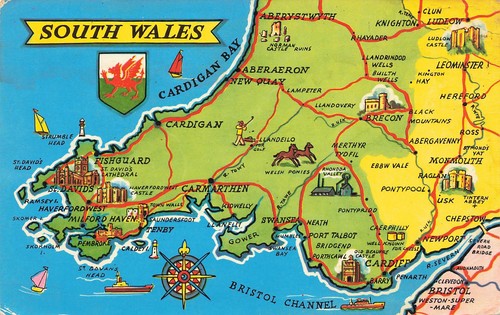 South wales map postcard - south,