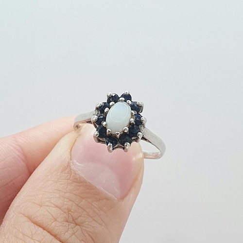 Vintage solid silver sapphire - solid,