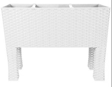 Planter Plant Box Tall Rectangular Plastic Rattan Indoor Outdoor 60x25cm 33 Ltr