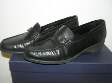 ITALY GARDENIA LADIES SHOES LOAFER STYLE WEDGE BLACK BUCKLE 36.5 SIZE 4 LOVELY 