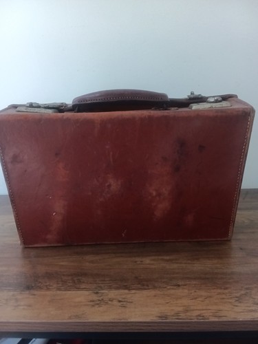Small brown vintage suitcase - vintage,