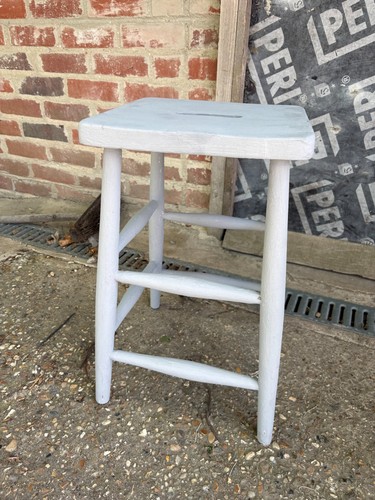 Grey painted wooden stool - grey,