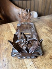 Vintage / Antique Black Forest Carved Book Slide, Eidelweiss Carving , Swiss