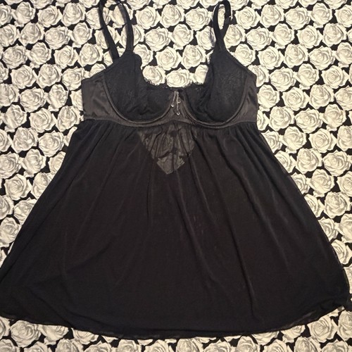 Y2k 36d black babydoll - black,