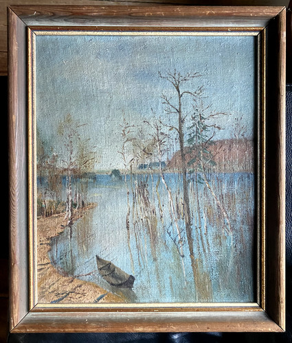 Oil painting lake - oil,