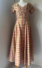 MONSOON TWILIGHT Raw Silk Check Pattern Evening Occasion Dress - UK 10-12
