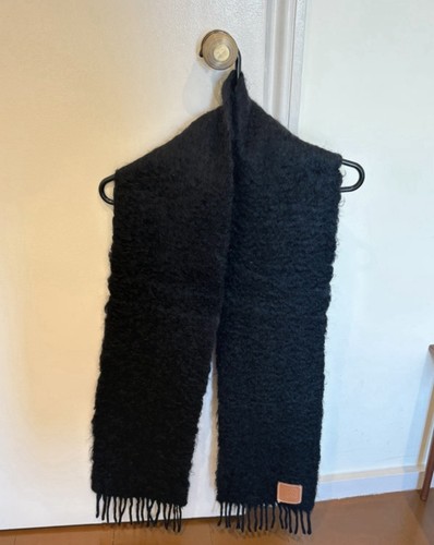 Black loewe mohair scarf - black,