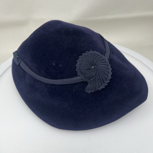 Vintage blue velvet cloche hat - vintage,