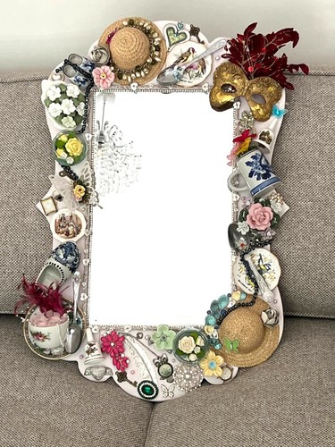 Handmade upcycled wall mirror - handmade,