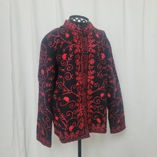 Black & Red Mandarin Collared